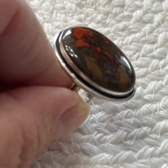 Natural MOROCCAN SEAM AGATE Handmade Sterling 925 Ring Size 9.25 #833D - Picture 1 of 3